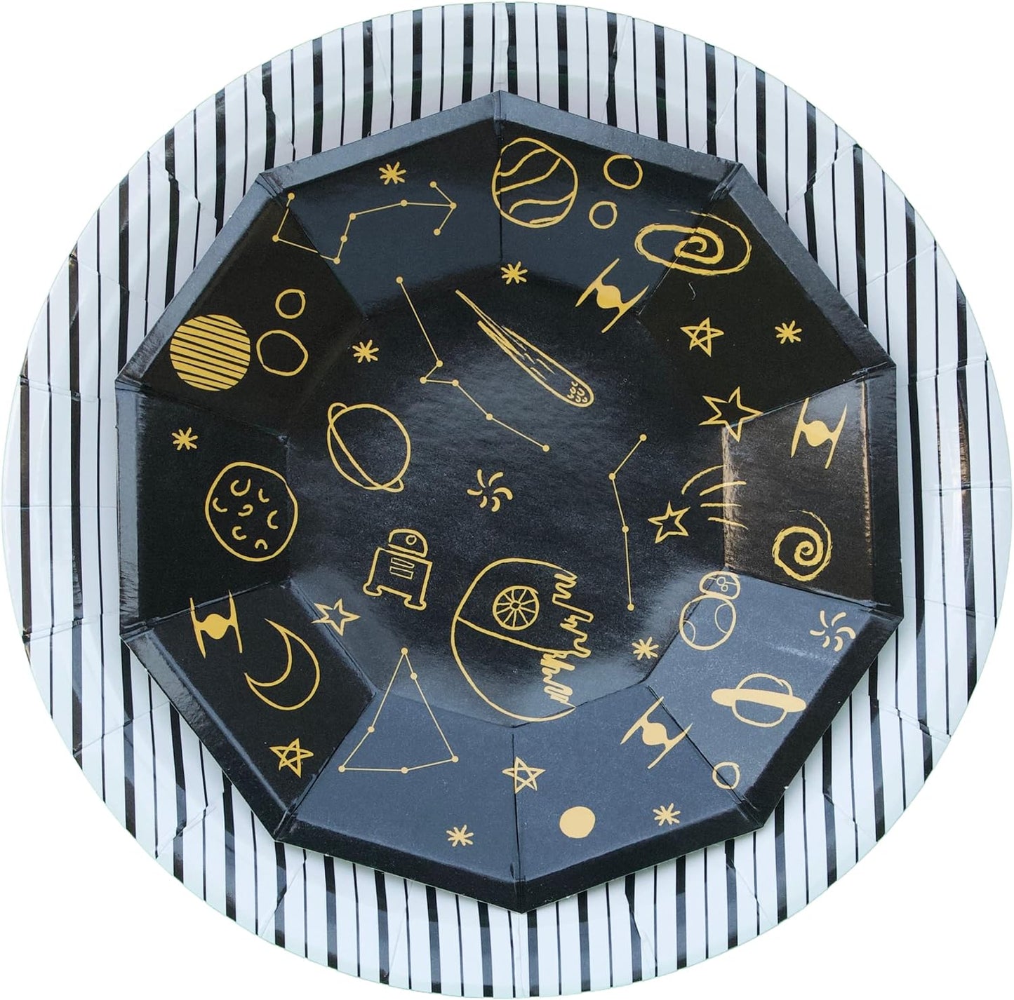 Galaxy Party Plates, 8 Pack | Space Themed Paper Plates with Stars, 7 Inch, Modern Style, Sustainable, Party Supplies