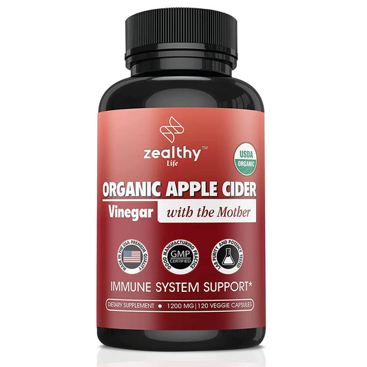 Apple Cider Vinegar with the Mother Supplement 1200Mg Apple Cider Capsules for Optimum Wellness Gluten Free Non GMO 120 Veggie Capsules Zealthy Life