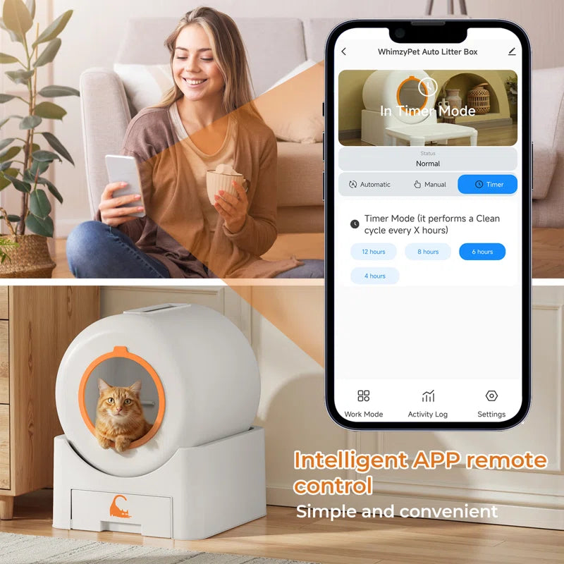 Automatic Self Cleaning Cat Litter Box with App Control Support Wifi Self Cleaning Auto Litter Box for Multiple Cats with Safety Protection