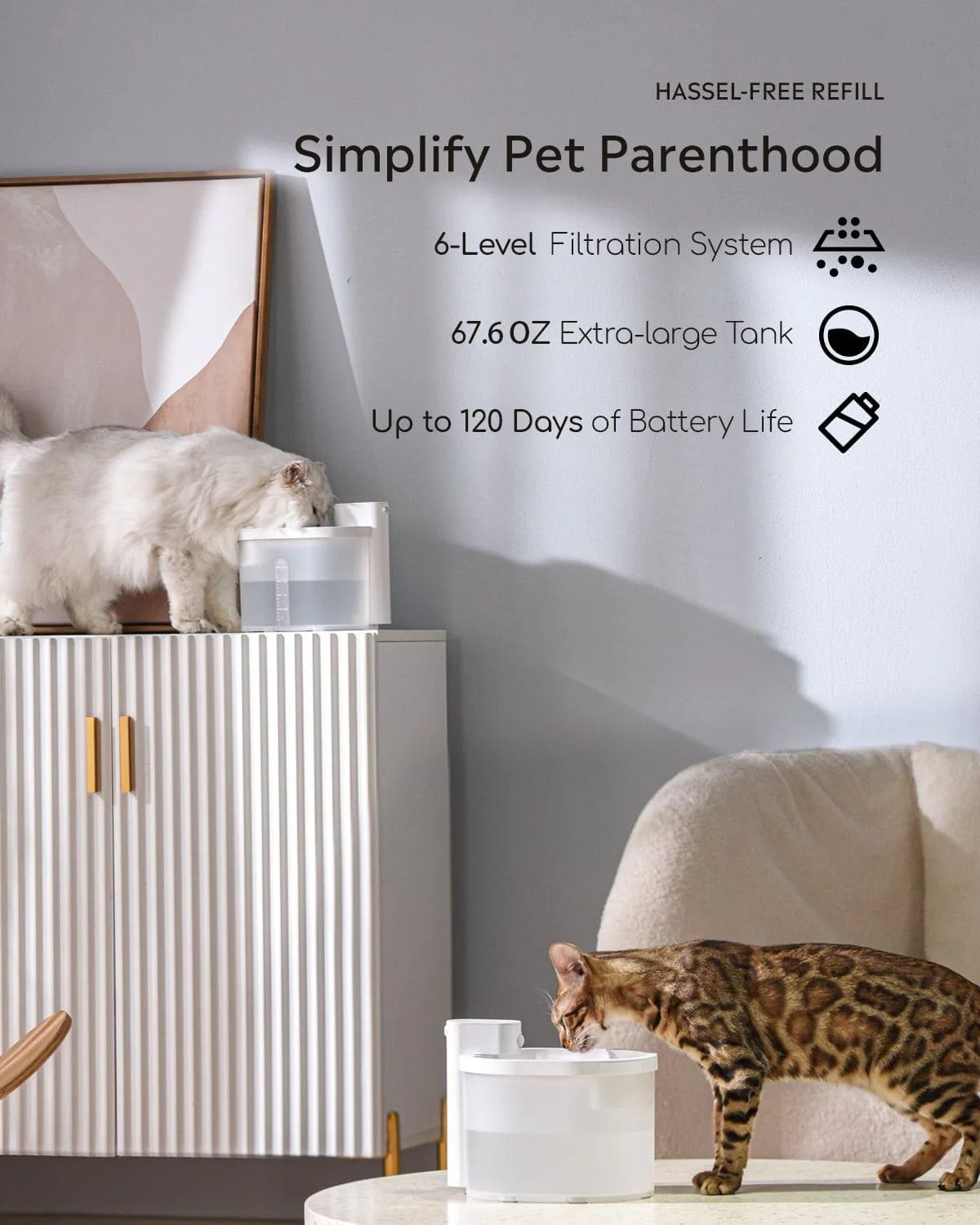 ZERO Wireless and Automatic Cat Water Fountain