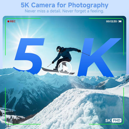 Digital Camera,Uhd 75MP 5K for Photography with Wifi,64Gb SD Card Vlogging Travel Camera for Youtube,Featuring 3" 180°Flip Screen,Suitable for Beginners and Teens,White