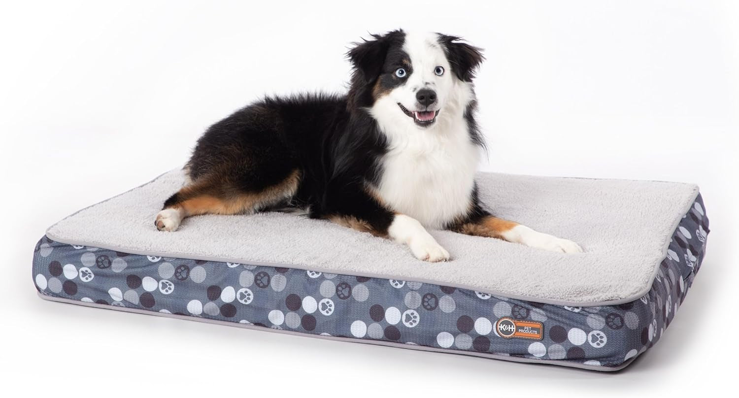 Superior Orthopedic Dog Bed Gray/Paw Medium 30 X 40 X 4 Inches