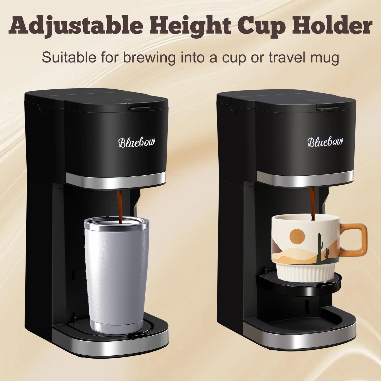 Hot & Iced Coffee Maker, 3 in 1 Single Serve Brew for K Cup, Ground Coffee & Tea, Iced Tea Maker, 6-12Oz Brew Size, Black