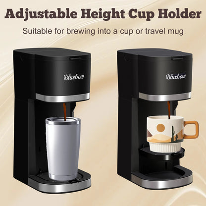 Hot & Iced Coffee Maker, 3 in 1 Single Serve Brew for K Cup, Ground Coffee & Tea, Iced Tea Maker, 6-12Oz Brew Size, Black