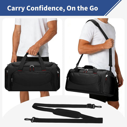 30L Gym Sport Duffle Bag - 17 Inch Carry on Weekender Overnight Bag for Travel, Workout, Fitness (Black-30L)
