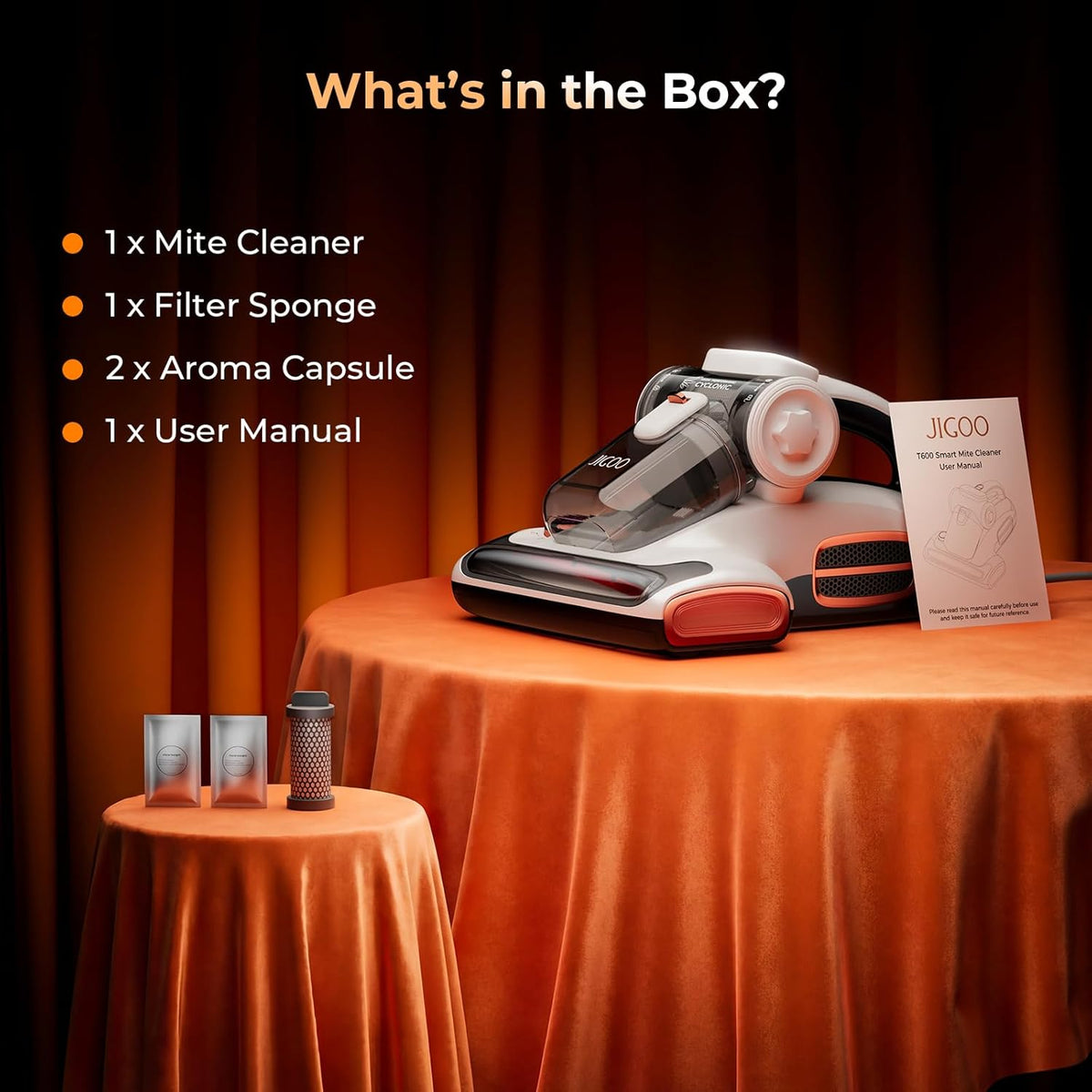 T600 Mattress Vacuum Cleaner with UV-C Light, 15Kpa Suction 700W Powerful Double-Cup Handheld Vacuums, Bed Cleaner with Smart Dust Sensor, Ultrasonic, Heating Tech, MIF Filter