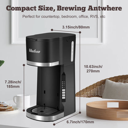Hot & Iced Coffee Maker, 3 in 1 Single Serve Brew for K Cup, Ground Coffee & Tea, Iced Tea Maker, 6-12Oz Brew Size, Black