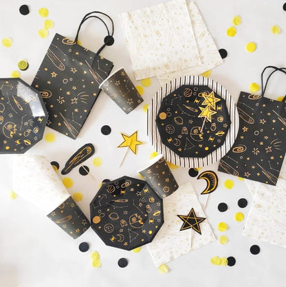 Galaxy Party Plates, 8 Pack | Space Themed Paper Plates with Stars, 7 Inch, Modern Style, Sustainable, Party Supplies