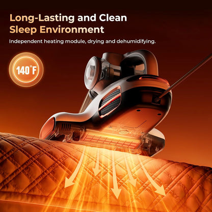 T600 Mattress Vacuum Cleaner with UV-C Light, 15Kpa Suction 700W Powerful Double-Cup Handheld Vacuums, Bed Cleaner with Smart Dust Sensor, Ultrasonic, Heating Tech, MIF Filter