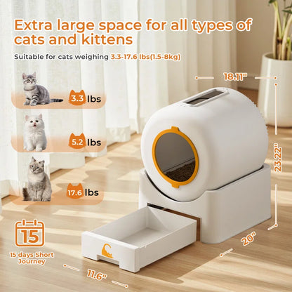 Automatic Self Cleaning Cat Litter Box with App Control Support Wifi Self Cleaning Auto Litter Box for Multiple Cats with Safety Protection