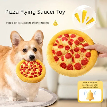 Durable Eco Friendly Plush Pizza Pet Toy with Squeak Sound Interactive Chew Toy for Puppy Kitten Teeth Train Dogs Cats Supplies