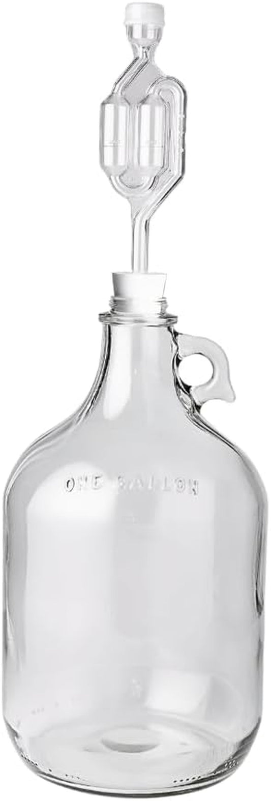 1 Gallon Glass Jug with #6 Rubber Bungs & Twin Bubble Airlock – Fermentation Jars for Home Brewing, Clear Glass Fermenter Containers for Liquid Fermentation