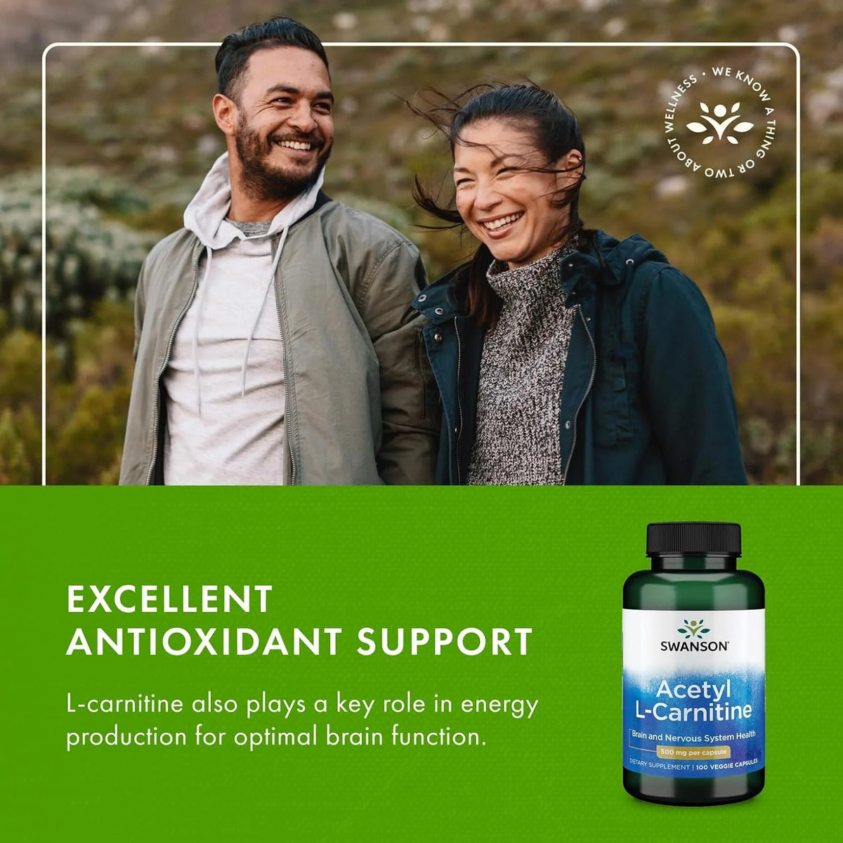 Acetyl L-Carnitine 500 Mg 100 Caps by Swanson Premium