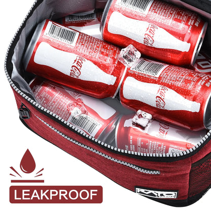 Insulated Lunch Bag for Women Men, Leakproof Thermal Reusable Lunch Box for Adult, Kids, Student, Lunch Cooler Tote for Office Work, School, Medium, Red