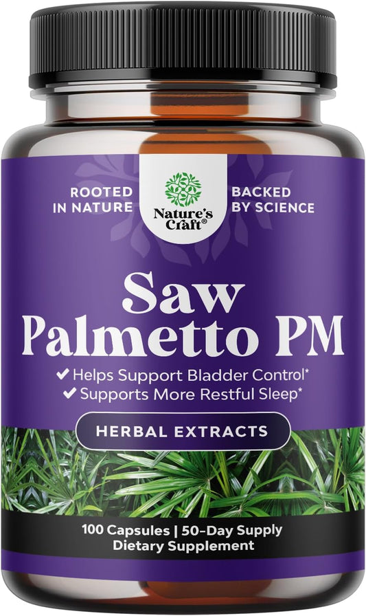 Nighttime Defense Saw Palmetto for Men-Saw Palmetto Extract Prostate Supplement for Men Help Reduce Night Urination Frequency Urgency& Overactive Bladder with Lycopene Pumpkin Seed and Melatonin 100Ct