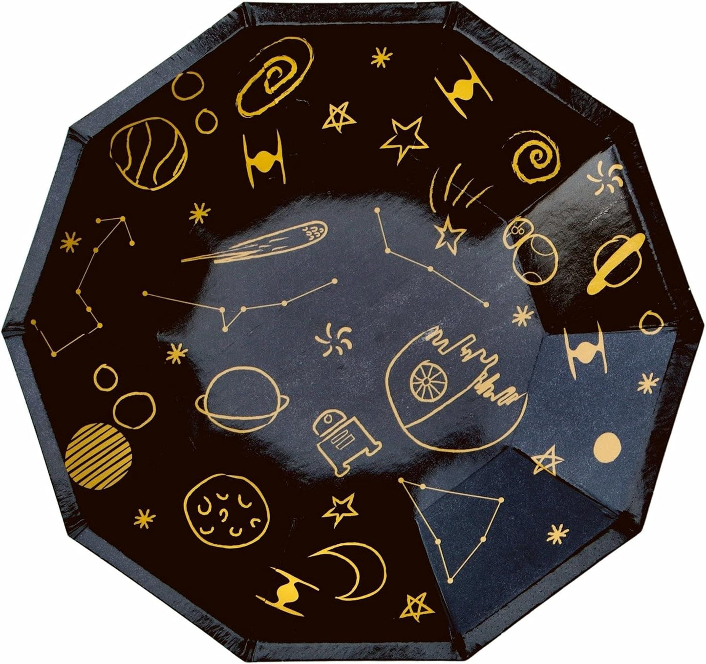 Galaxy Party Plates, 8 Pack | Space Themed Paper Plates with Stars, 7 Inch, Modern Style, Sustainable, Party Supplies
