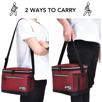 Insulated Lunch Bag for Women Men, Leakproof Thermal Reusable Lunch Box for Adult, Kids, Student, Lunch Cooler Tote for Office Work, School, Medium, Red