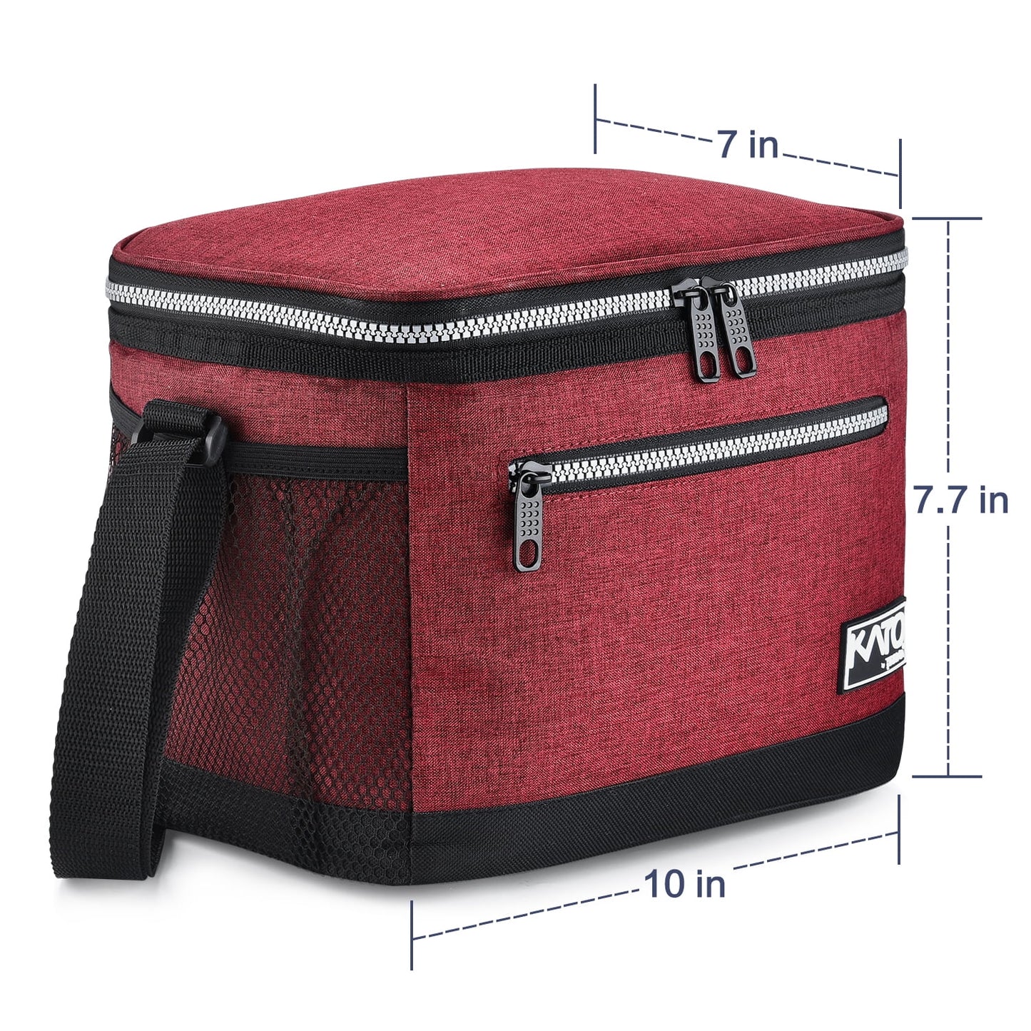 Insulated Lunch Bag for Women Men, Leakproof Thermal Reusable Lunch Box for Adult, Kids, Student, Lunch Cooler Tote for Office Work, School, Medium, Red