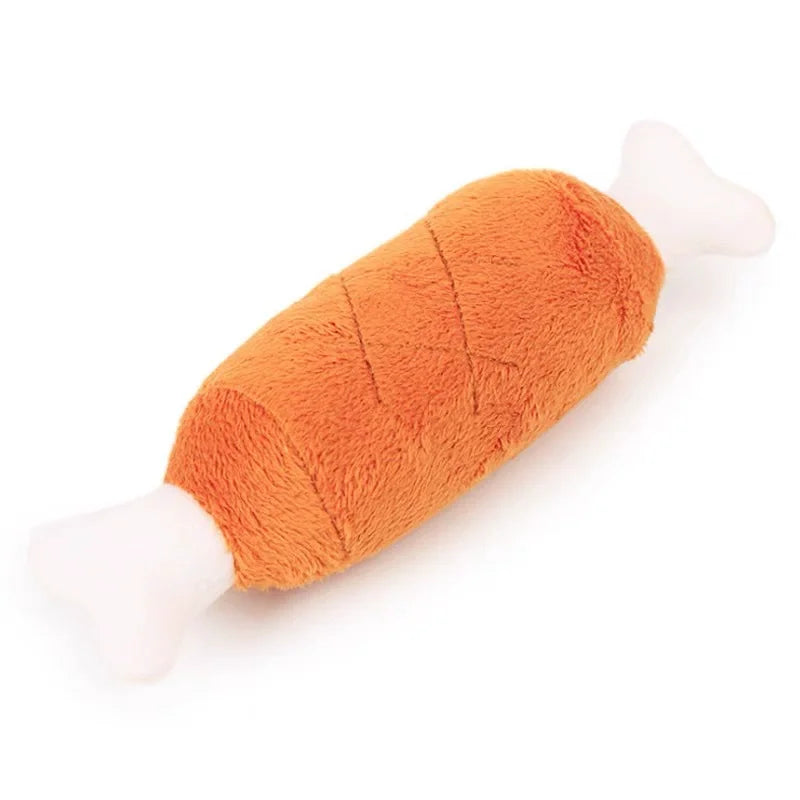 Durable Eco Friendly Plush Pizza Pet Toy with Squeak Sound Interactive Chew Toy for Puppy Kitten Teeth Train Dogs Cats Supplies