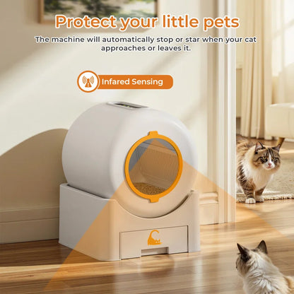 Automatic Self Cleaning Cat Litter Box with App Control Support Wifi Self Cleaning Auto Litter Box for Multiple Cats with Safety Protection
